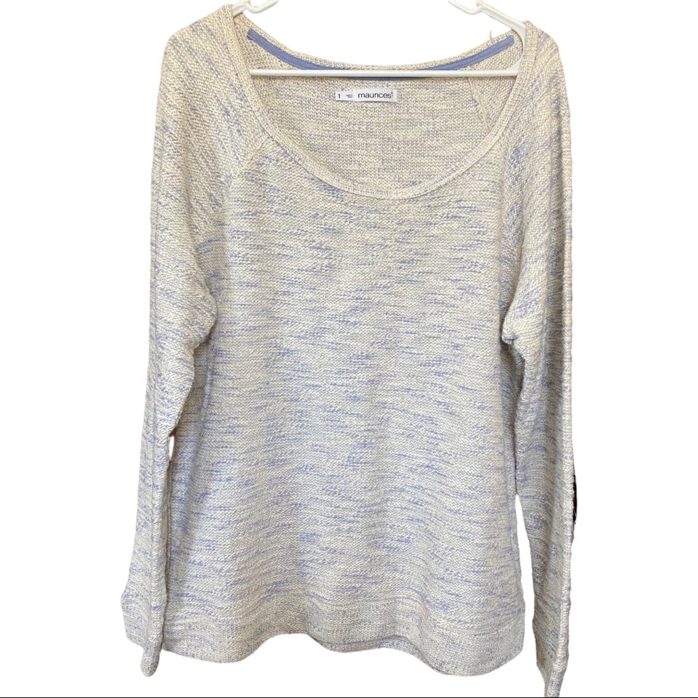 Maurices Women's Scoop Neck Sweater Cream Light Blue, Long Sleeves